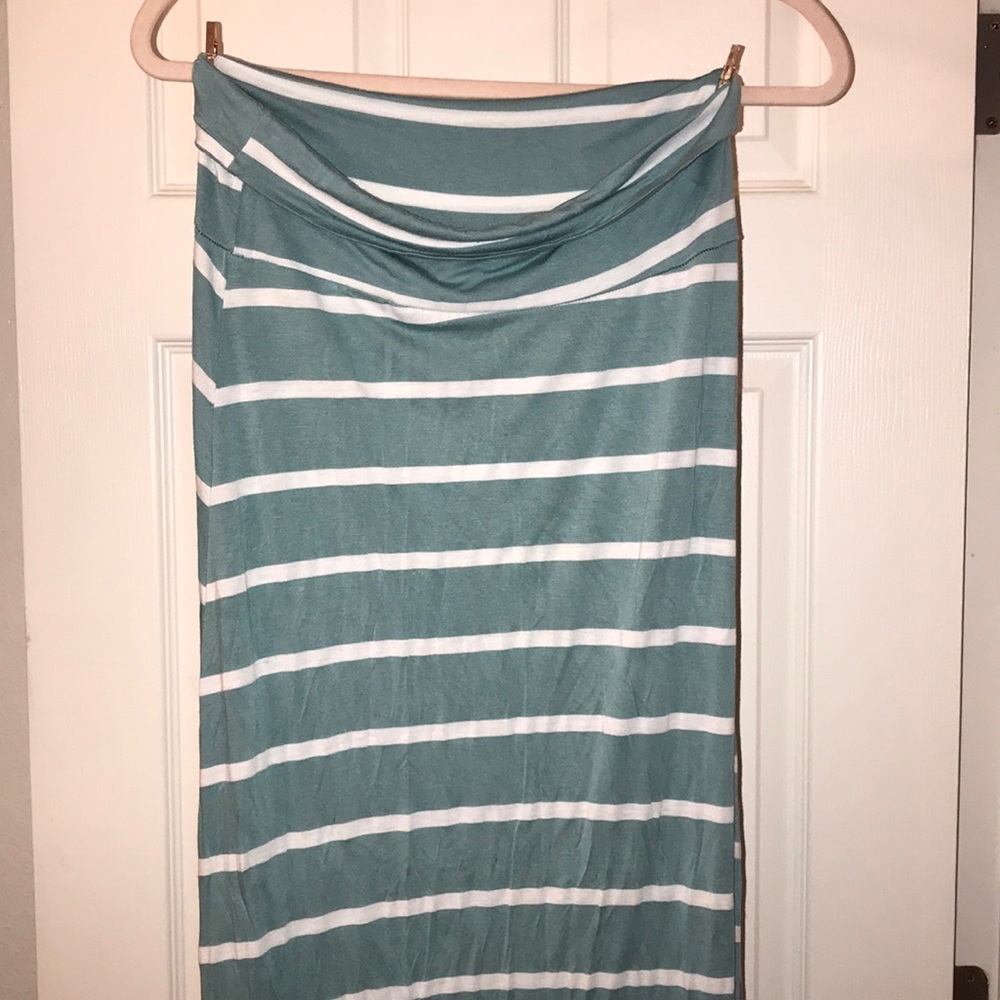 Blue w/ white strip maxi skirt